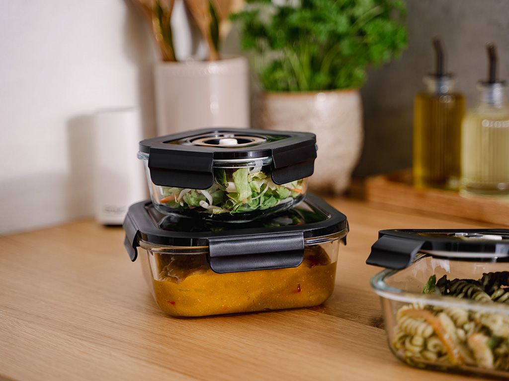 SQUARE VACUUM GLASS CONTAINER - 1230ML - SET - 4PC - 5