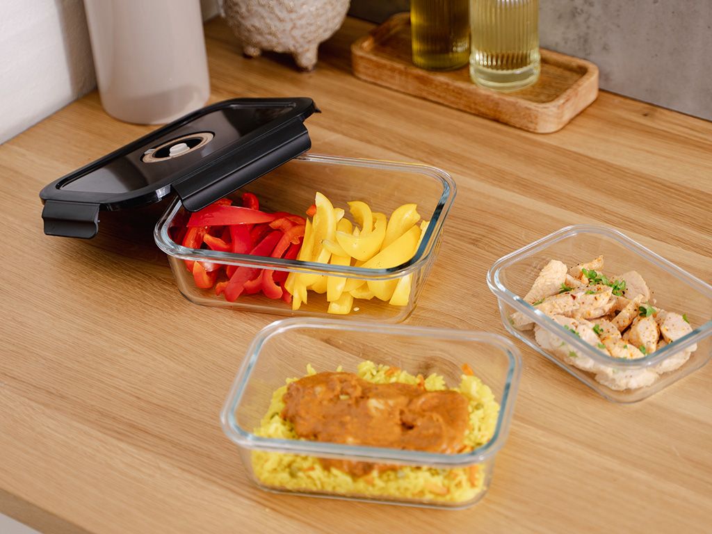 SUORAKULMAINEN VAKUUMI LASISÄILIÖ – 630ML – SETTI – 4 KPL - 5