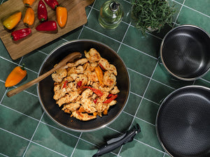 WOKKIPANNU IRROTETTAVALLA KAHVALLA 30CM SETTI