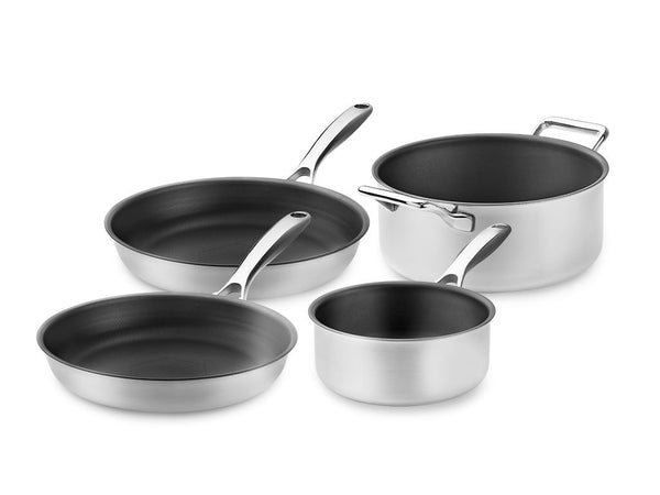 ZERO – LUONNOLLINEN NON-STICK SEKOITETTU KATTILA-/PANNUSARJA - 4-OSAA