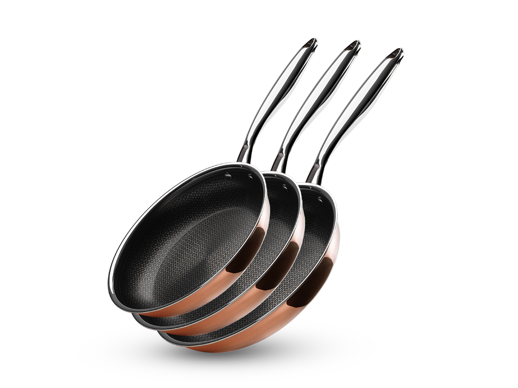 KUPARI HYBRID NON-STICK PAISTINPANNUSARJA - 3 OSAA - 1
