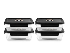 SUORAKULMAINEN VAKUUMI LASISÄILIÖ – 1040ML – SETTI – 4 KPL - 1