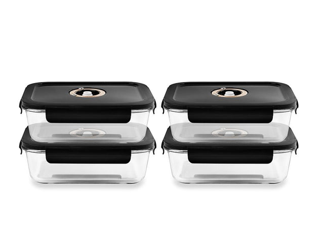 SUORAKULMAINEN VAKUUMI LASISÄILIÖ – 1040ML – SETTI – 4 KPL - 1