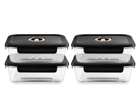 SUORAKULMAINEN VAKUUMI LASISÄILIÖ – 1480ML – SETTI – 4 KPL - 1