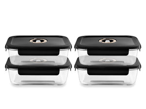 SUORAKULMAINEN VAKUUMI LASISÄILIÖ – 1480ML – SETTI – 4 KPL - 1