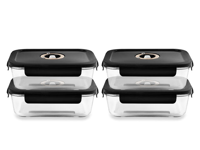 SUORAKULMAINEN VAKUUMI LASISÄILIÖ – 1480ML – SETTI – 4 KPL - 1