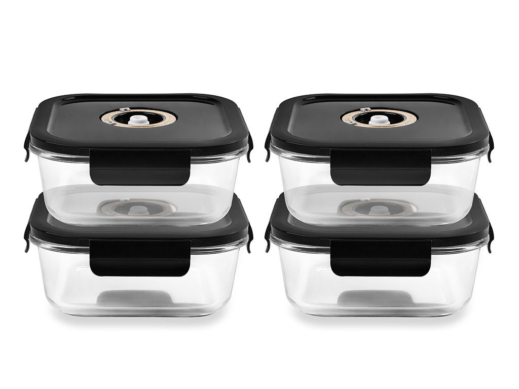 NELIÖN MUOTOINEN VAKUUMI LASISÄILIÖ – 1230ML – SETTI – 4 KPL - 1