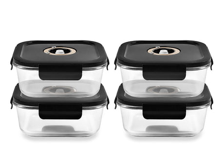 NELIÖN MUOTOINEN VAKUUMI LASISÄILIÖ – 1230ML – SETTI – 4 KPL - 1