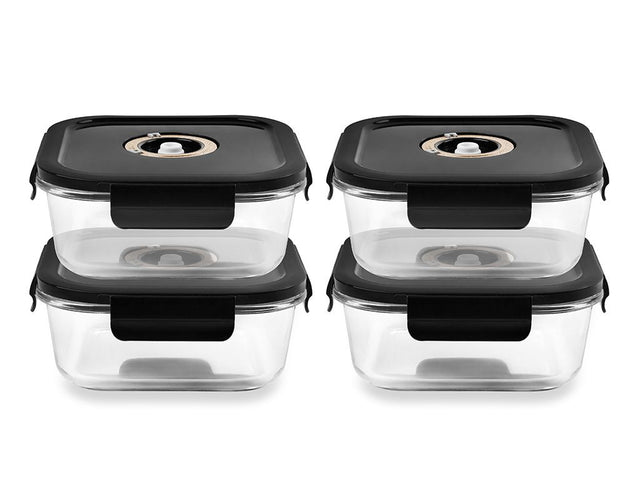 NELIÖN MUOTOINEN VAKUUMI LASISÄILIÖ – 1230ML – SETTI – 4 KPL - 1