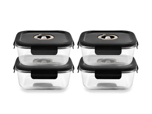 NELIÖN MUOTOINEN VAKUUMI LASISÄILIÖ – 800ML – SETTI – 4 KPL - 1