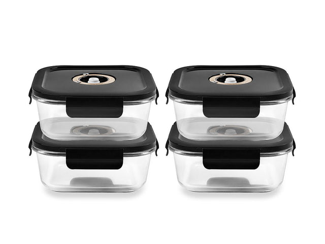 NELIÖN MUOTOINEN VAKUUMI LASISÄILIÖ – 800ML – SETTI – 4 KPL - 1