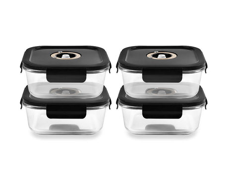 NELIÖN MUOTOINEN VAKUUMI LASISÄILIÖ – 800ML – SETTI – 4 KPL - 1