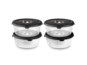ROUND VACUUM GLASS CONTAINER – 930ML SET - 4PC - 1